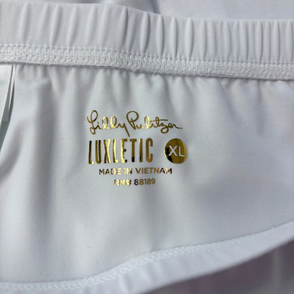 NWT Lilly Pulitzer Womens Luxletic Shorts XL White Frida Scallop Polo DressLiner - Picture 9 of 16